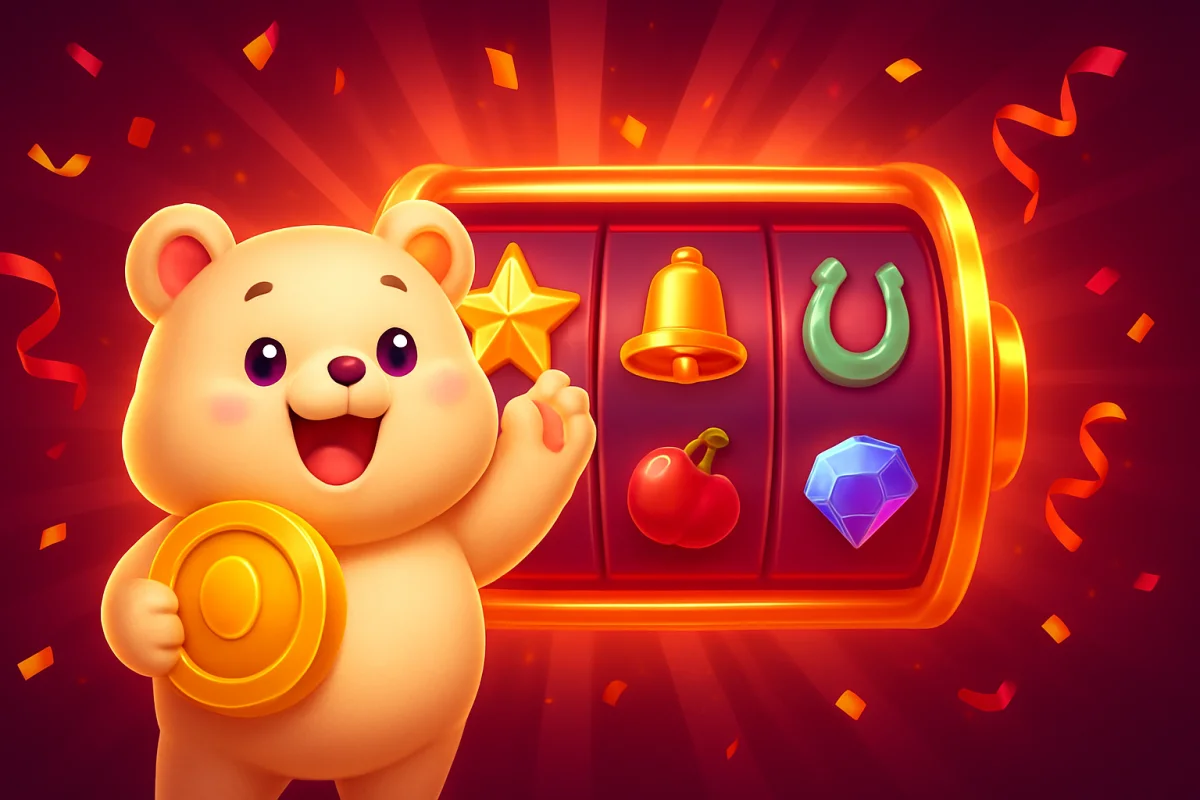 sugar rush — promotional slot-game banner with mascot and glowing reel symbols